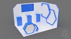 Hexagonal Design Exhibition Stand with 1 Counter 3D Model - Free Download | FREE 3D MODELS