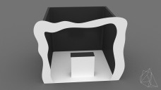 Small 1 Side Exhibition Stand with Waved Fascia 3D Model - Free Download | FREE 3D MODELS