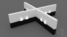 Exhibition Stand Divided in 4 Spaces 3D Model - Free Download | FREE 3D MODELS