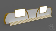 Linear Event Stage with 2 Screens and Gold Elements 3D Model - Free Download | FREE 3D MODELS