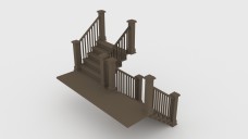 Large U-Shape Wooden Staircase 3D Model - Free Download | FREE 3D MODELS