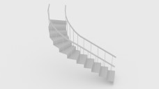 Curve Metal Staircase with Double Railing 3D Model - Free Download | FREE 3D MODELS