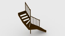 Wooden Frame L-Shape Staircase 3D Model - Free Download | FREE 3D MODELS