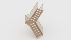 L-Shape Staircase with Double Railing 3D Model - Free Download | FREE 3D MODELS