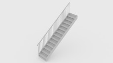 Linear White Staircase with Railing 3D Model - Free Download | FREE 3D MODELS