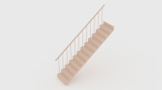 Linear Wooden Staircase with Railing 3D Model - Free Download | FREE 3D MODELS