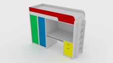Bunk Bed with desk Free 3D Model | FREE 3D MODELS